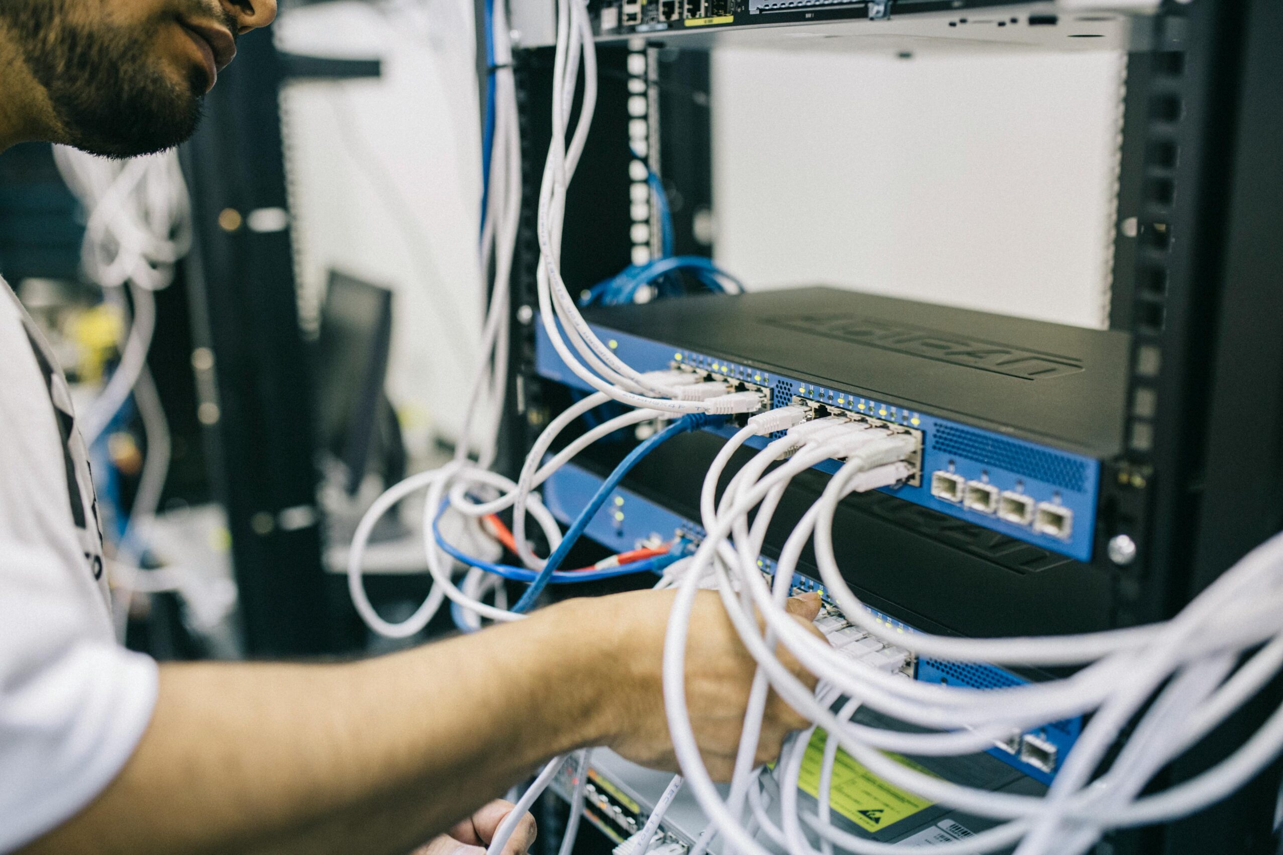network cables on patch panel