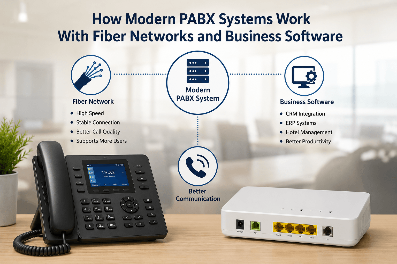 How Modern PABX Systems Work With Fiber Networks and Business Software